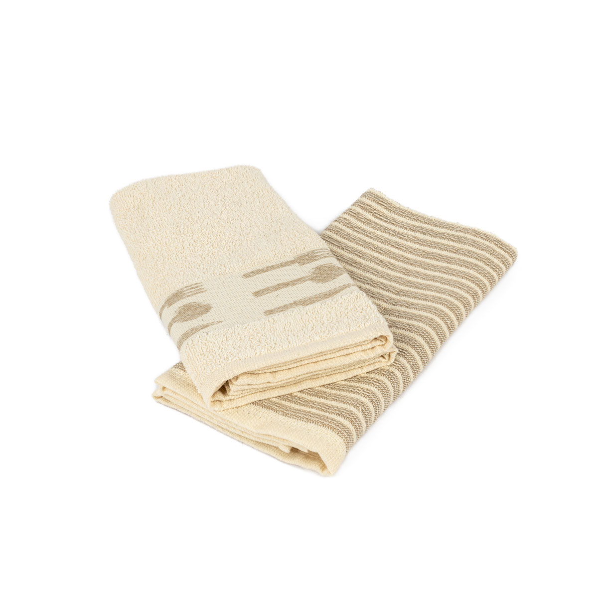 Conjunto de 2 panos de cozinha BIO bege em algodão