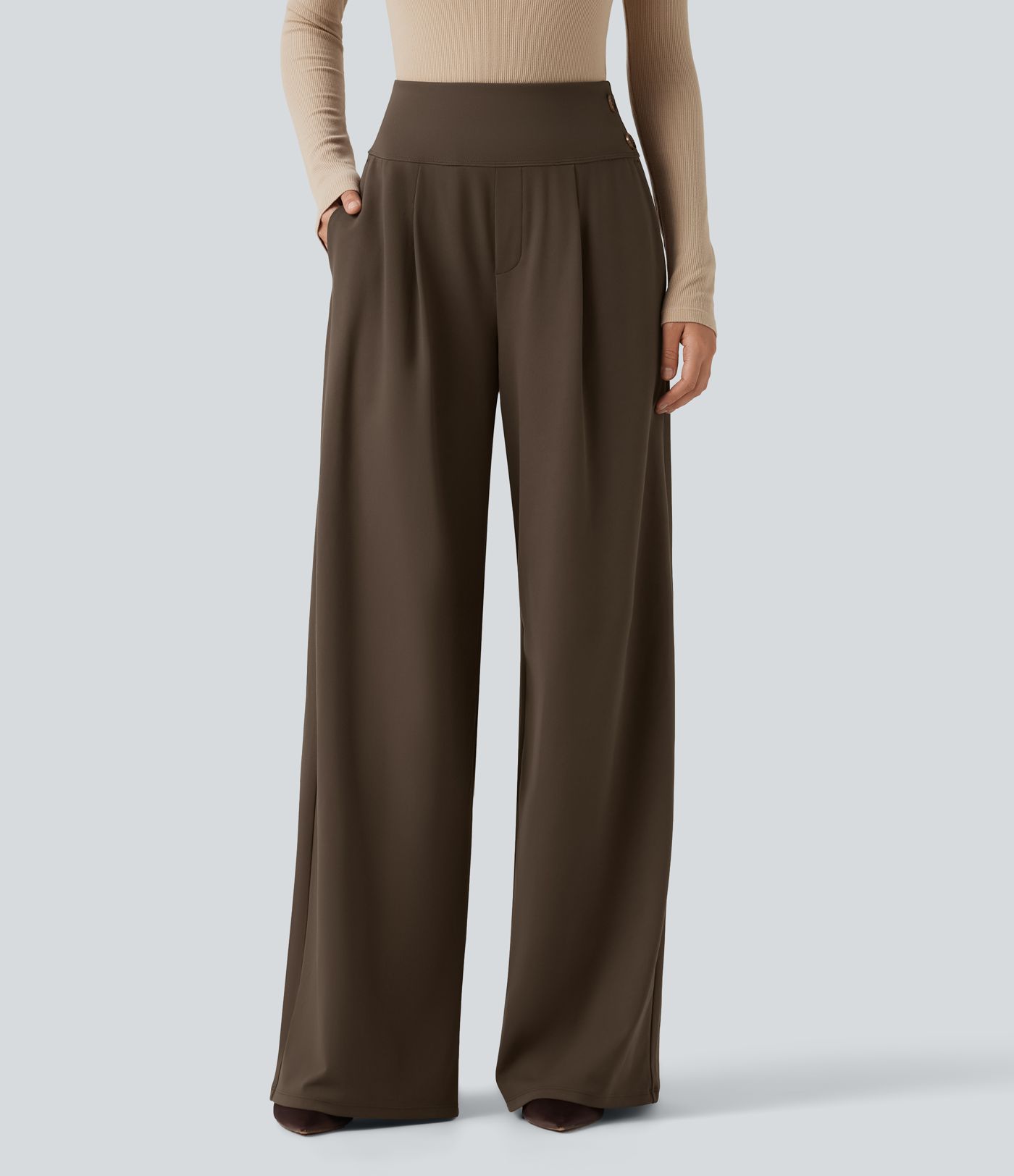 Pantalon de bureau large Halara Flex™ taille haute avec poches