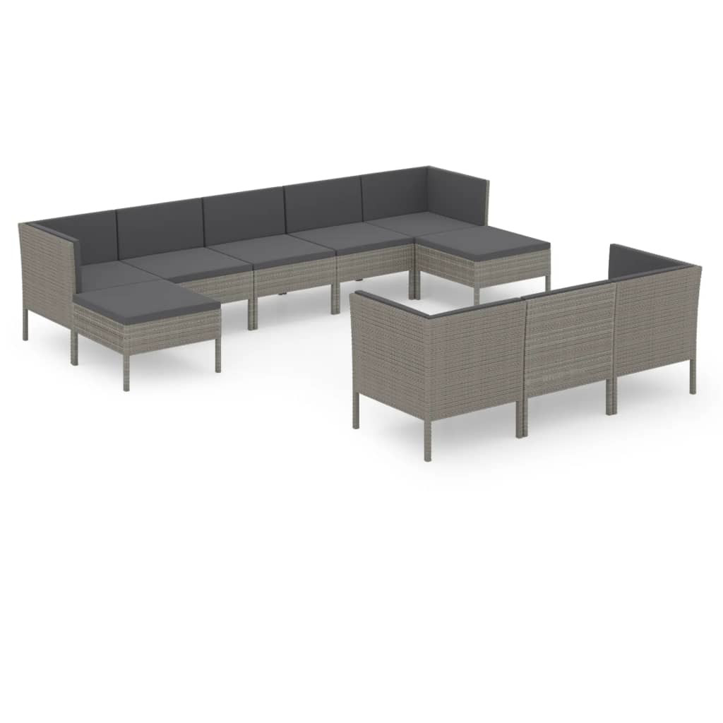 Zestaw wypoczynkowy do ogrodu Szary Technorattan 4x hjørne   4x sofa