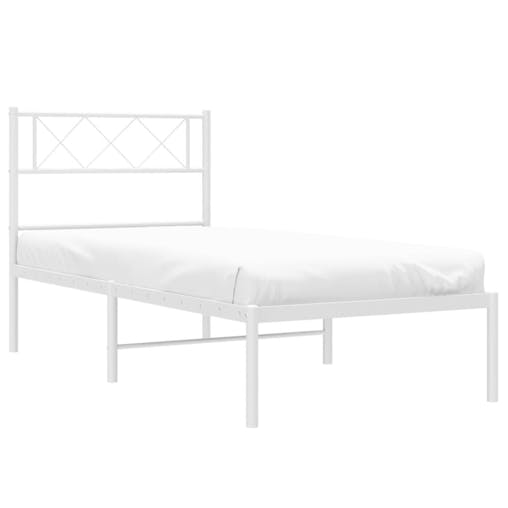 NNEVL Metal Bed Frame with Headboard White 107x203 cm