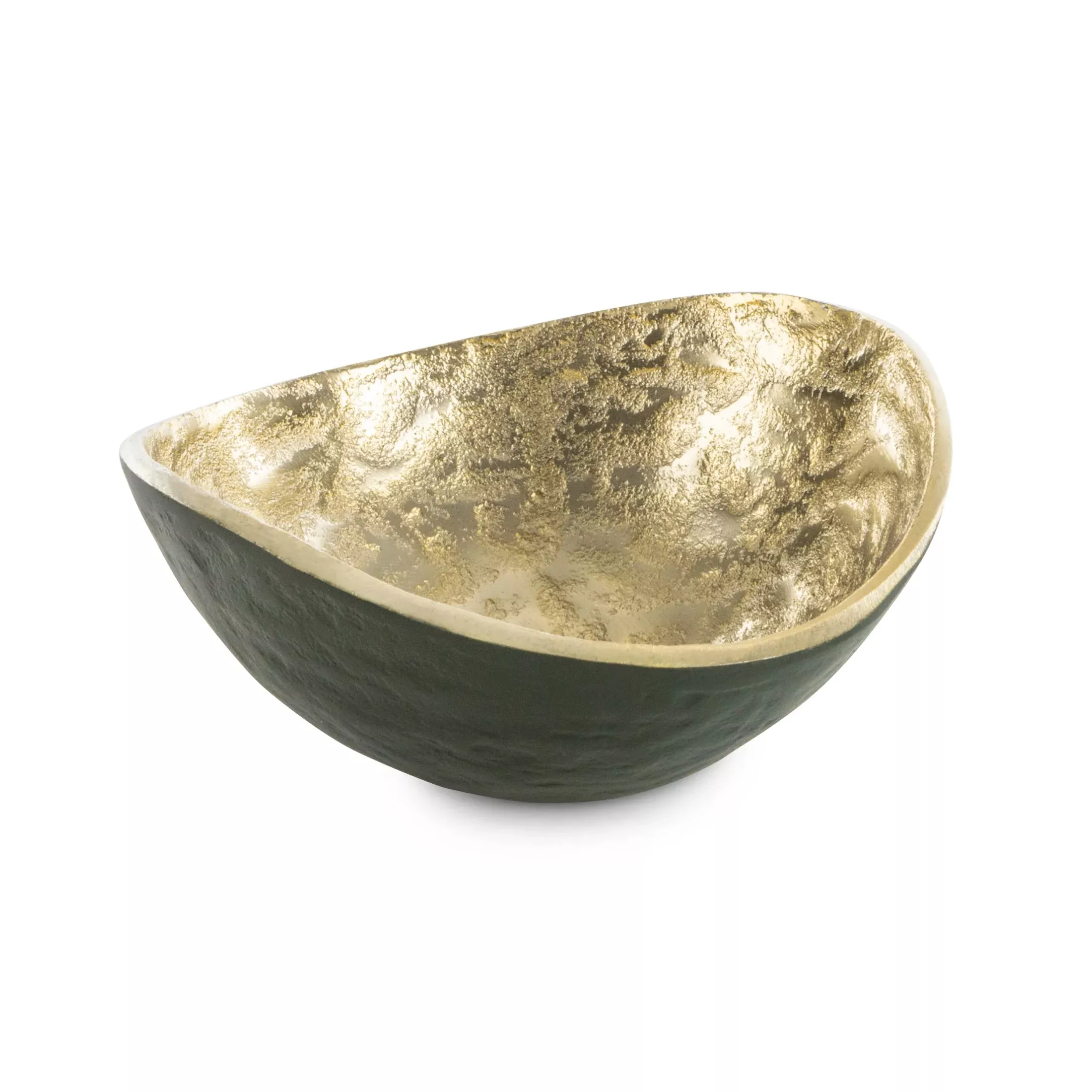 Misa metalowa ciemozielono-złotao falujących brzegach 14x14x6 cm PEDRO