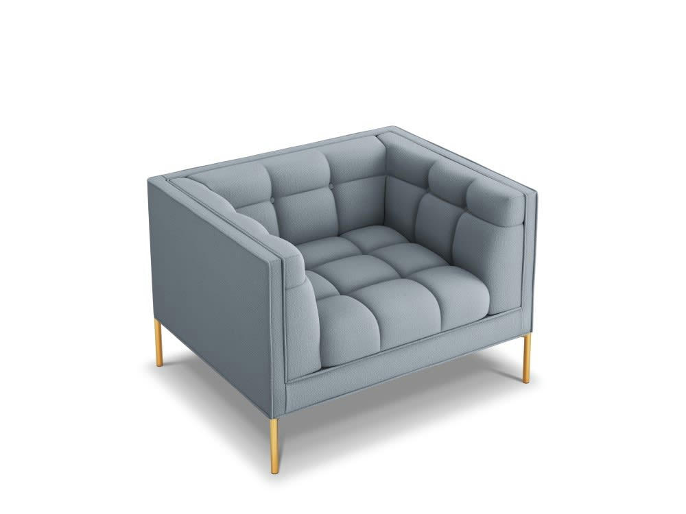 KAROO - Fauteuil tissu structuré bleu clair