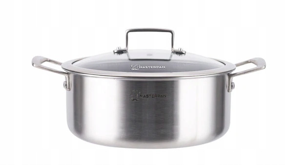 Garnek Stalowy 24 cm z Pokrywką - Na Gaz i Indukcję