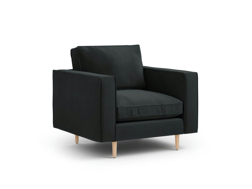 ALEXIS - Fauteuil 1 place en tissu structuré noir