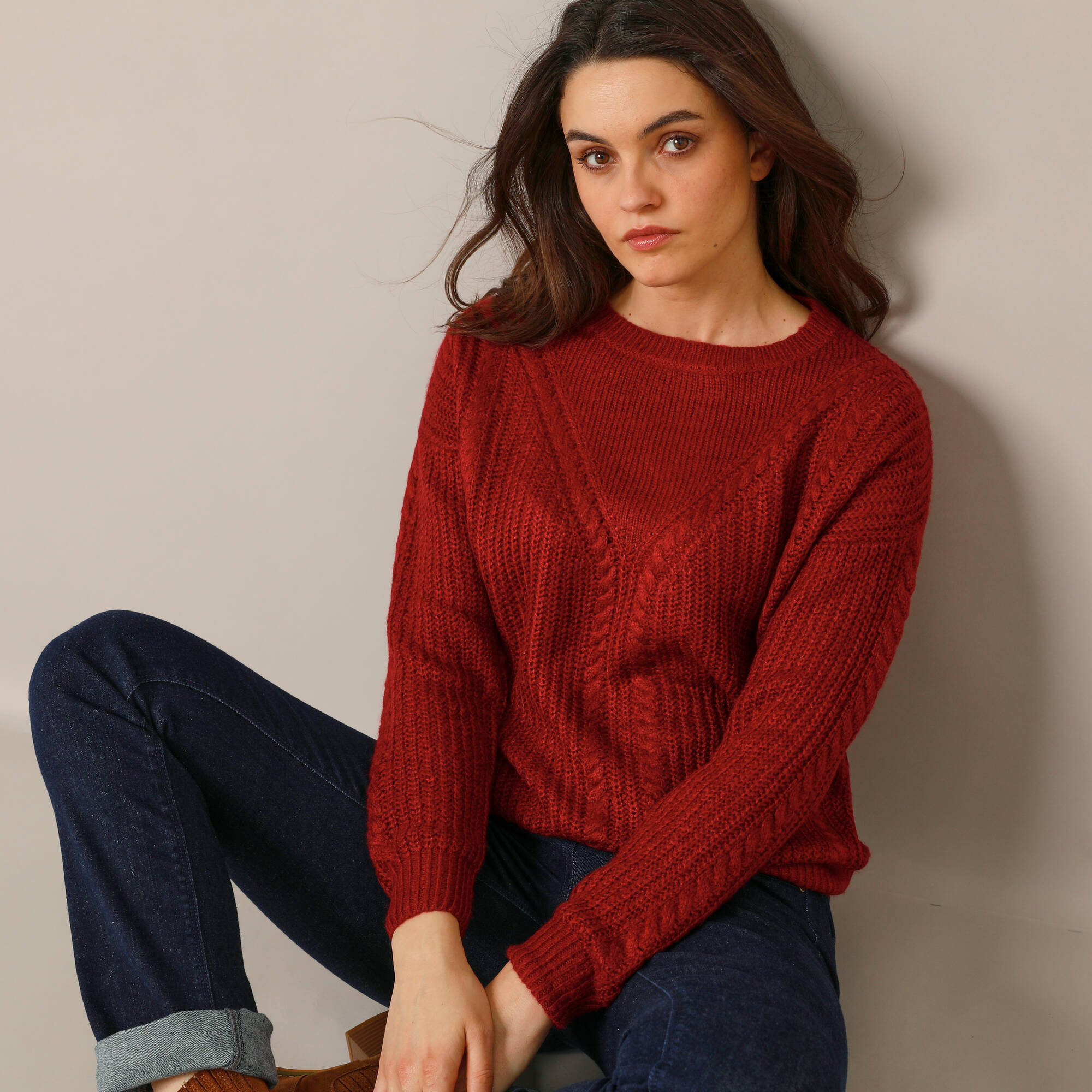 Pull torsadé, maille anglaise