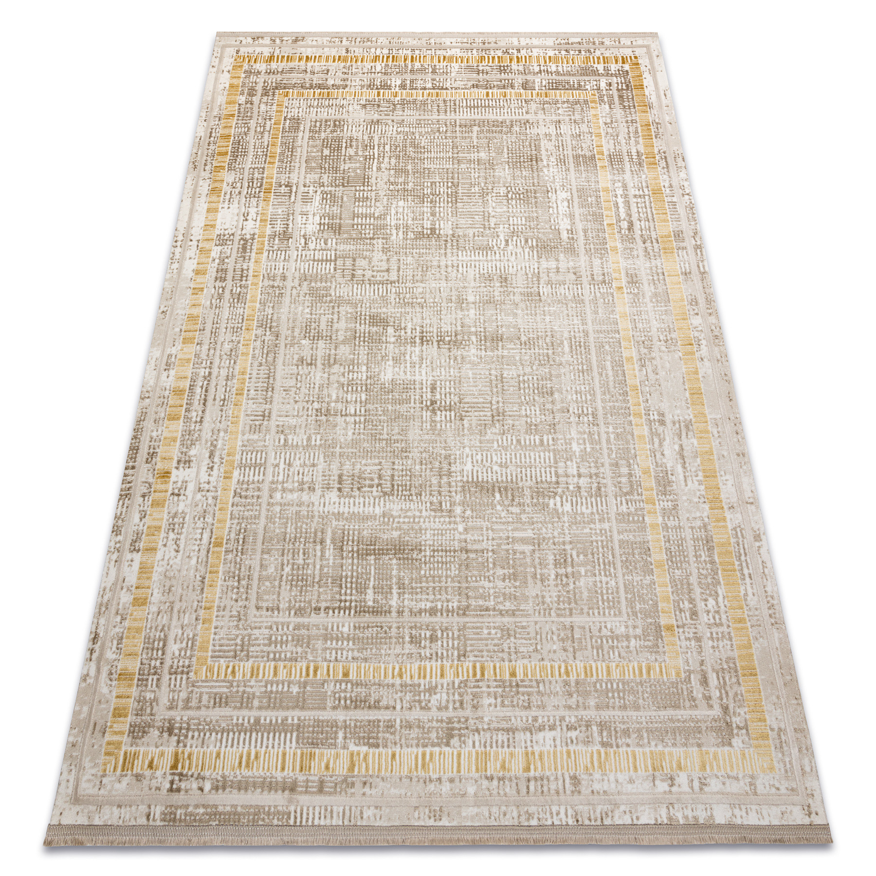 Dywan DUKE 51523 beż / złoty - Ramka, strukturalny, bardzo 80x150 cm