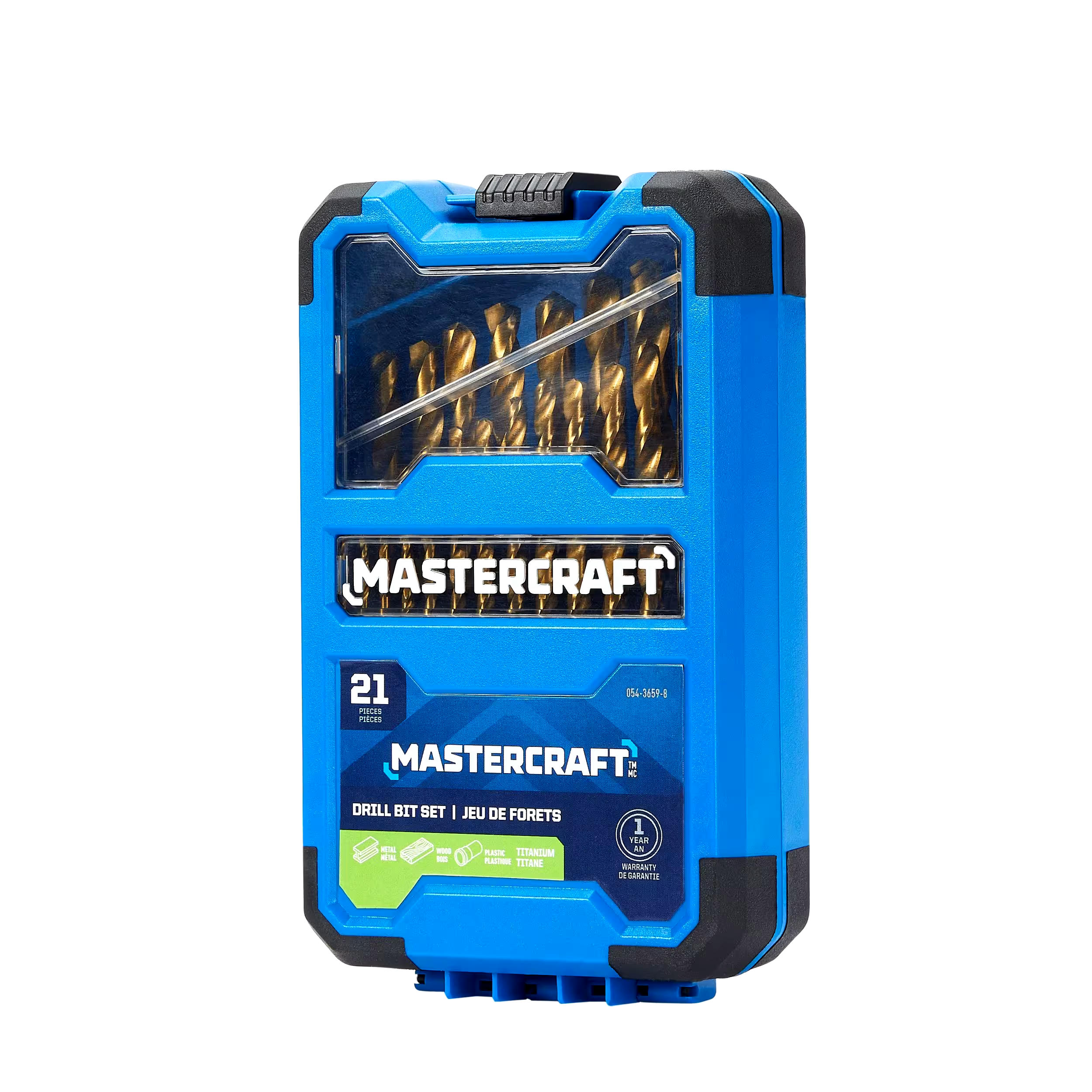 Mastercraft Titanium Drill Bit Set for Wood, Metal, Plastic, 21-pc