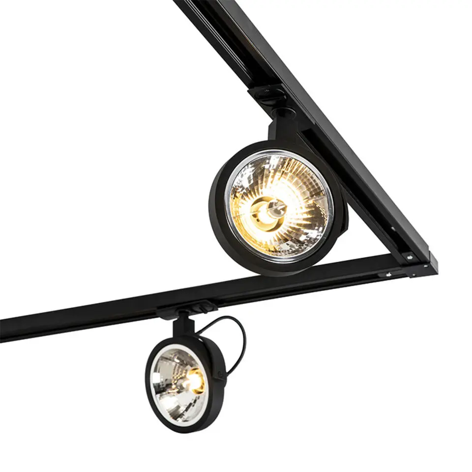 Qazqa railverlichting set iconic go zwart g9
