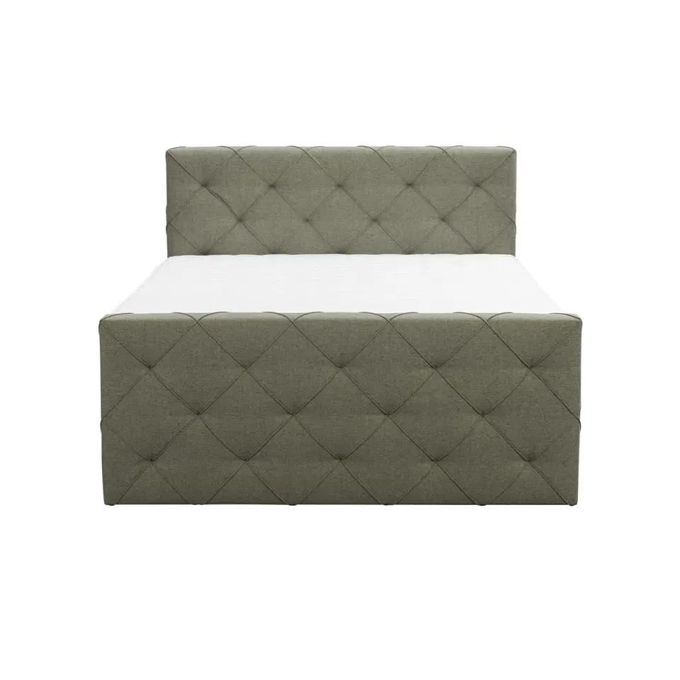 Boxspring met voetbord Liv geruit - groen - 180x200 cm - ronde poot