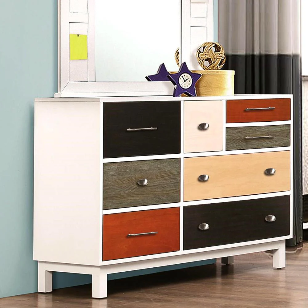 Madison Storage Headboard Multi-colored Bedroom Dresser with Mirror
