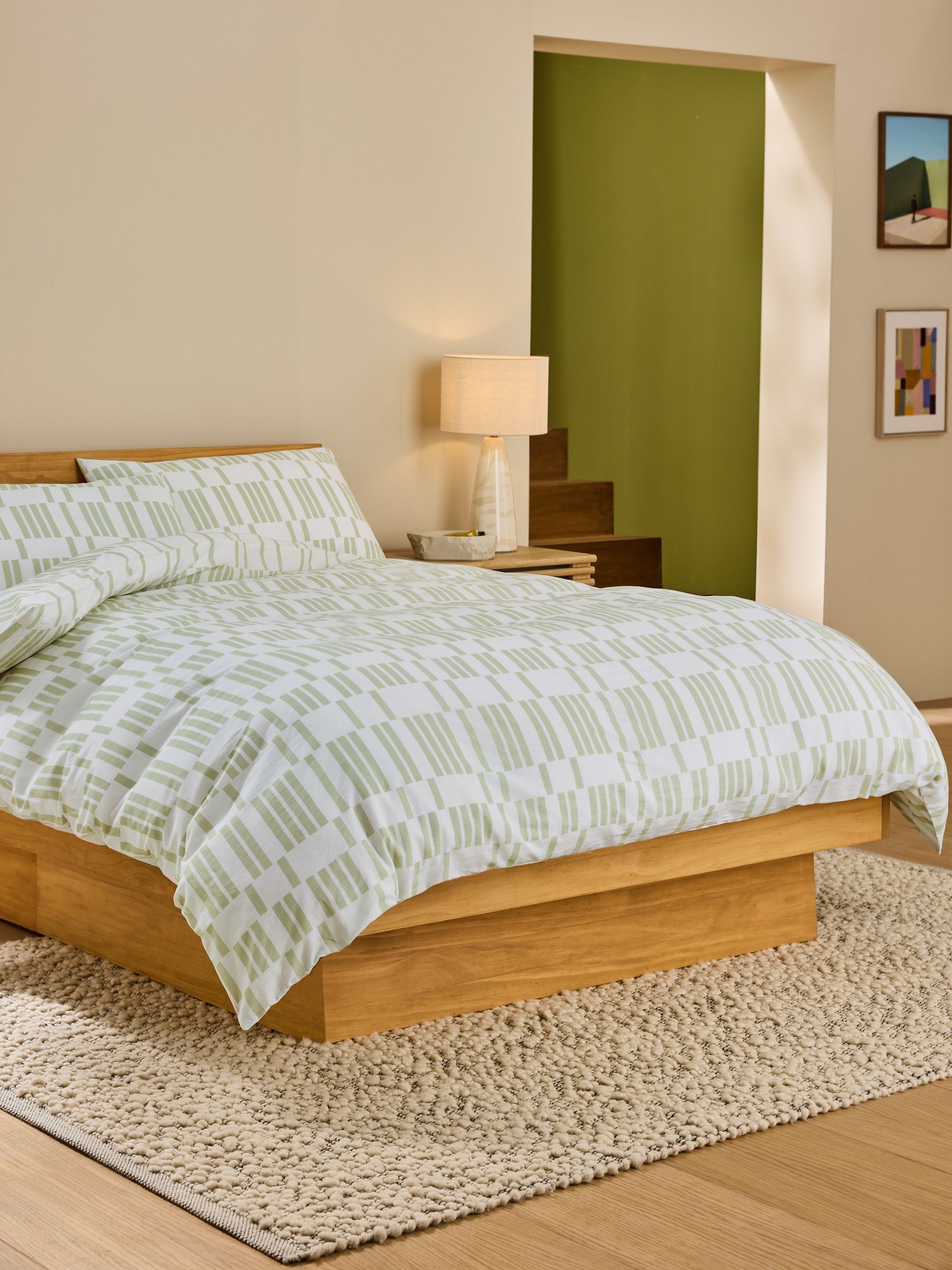 Avery 100% Cotton Duvet Cover and Pillowcase Set in Green