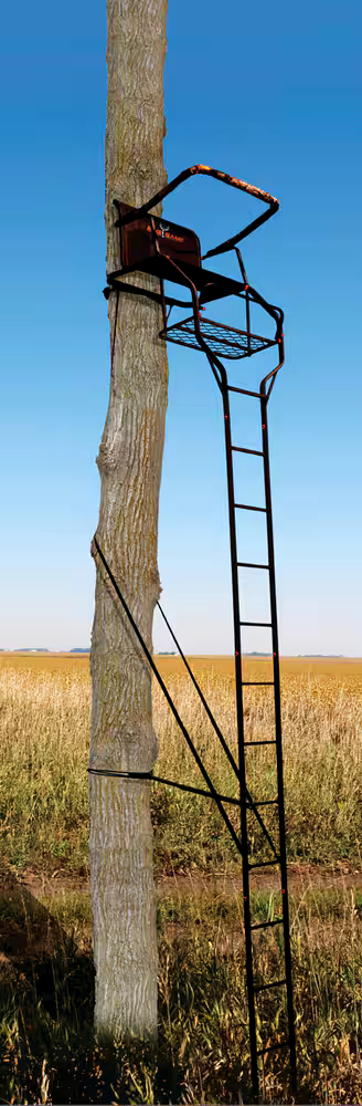 Big Game Riflemaster 1.5 Ladder Tree Stand w/ Seat & Shooting Rail For Hunting, 18-ft