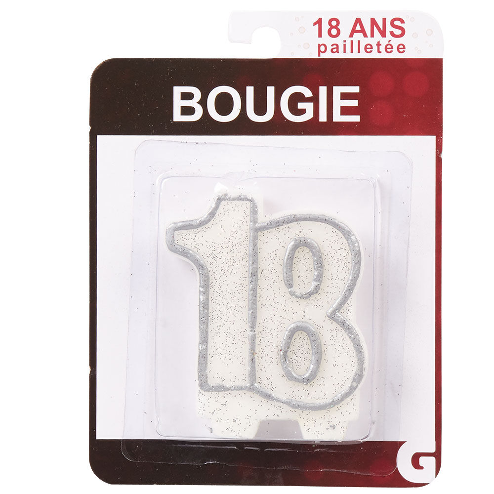 Bougie anniversaire chiffre 18