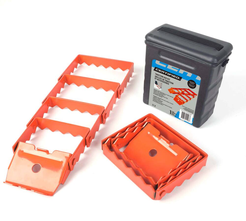 Certified Folding Steel Traction Aid for Snow, Ice, Grass & Mud, 2-pk