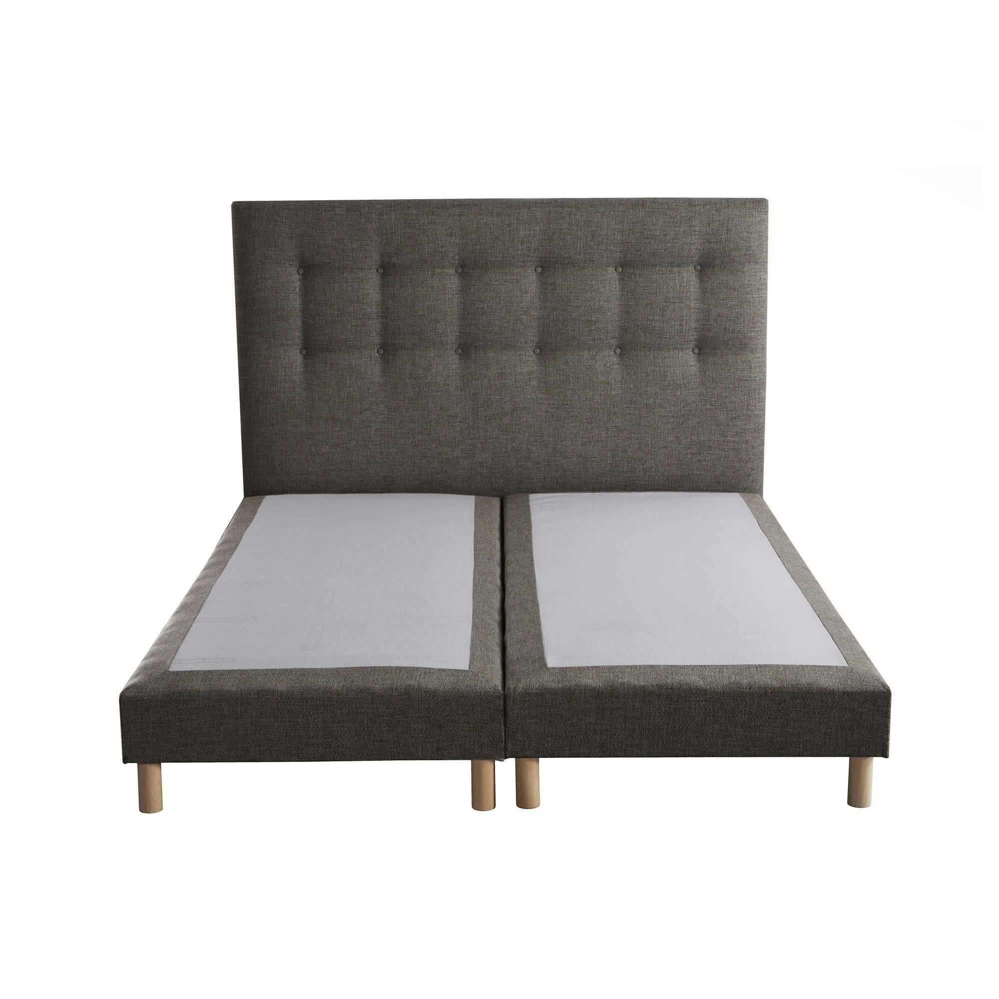 SYMBIOSE - Sommier tapissier + tete de lit capitonnée Camel 180x200