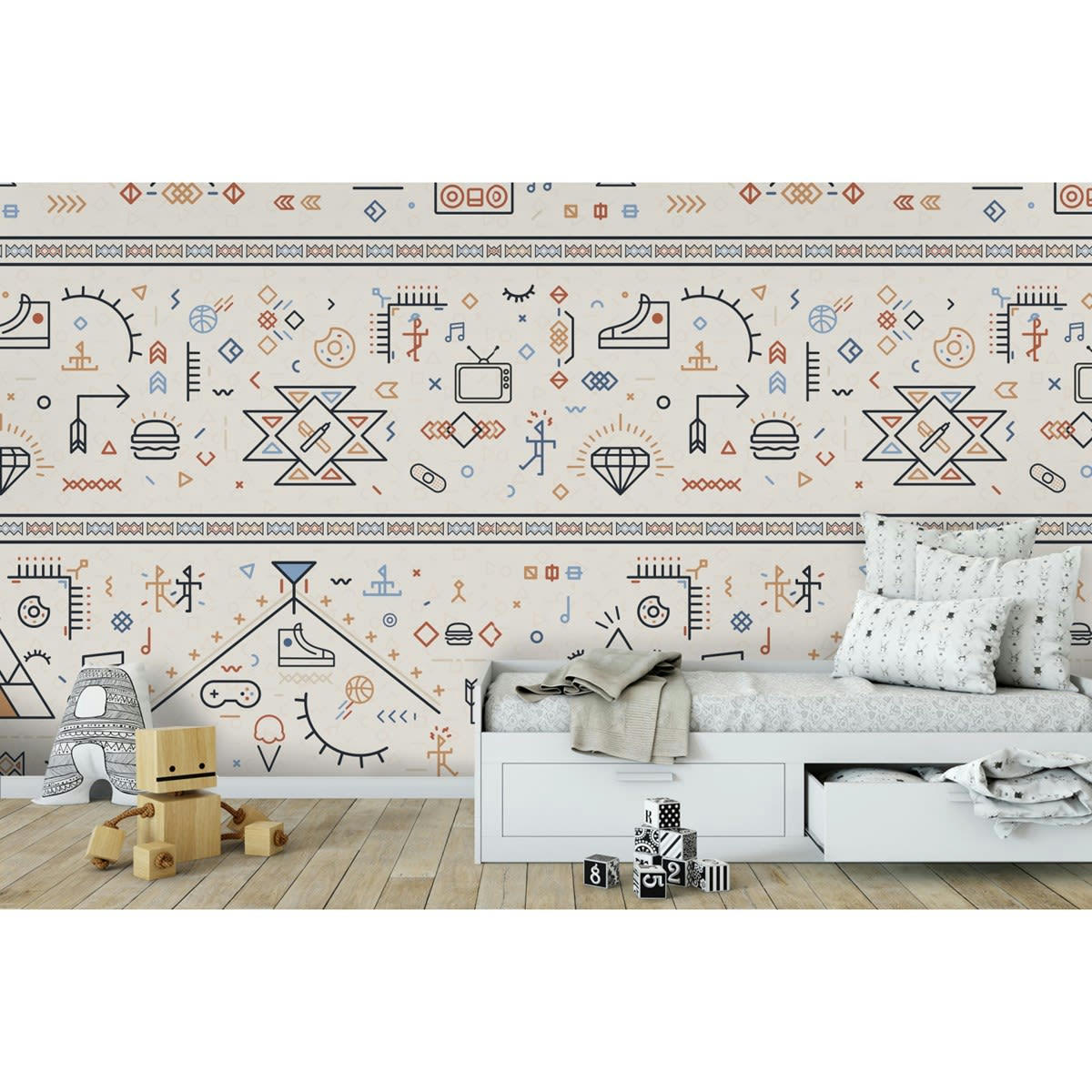 RÉCRÉATION - Papier peint panoramique motif imprimé Multicolore 192x270cm