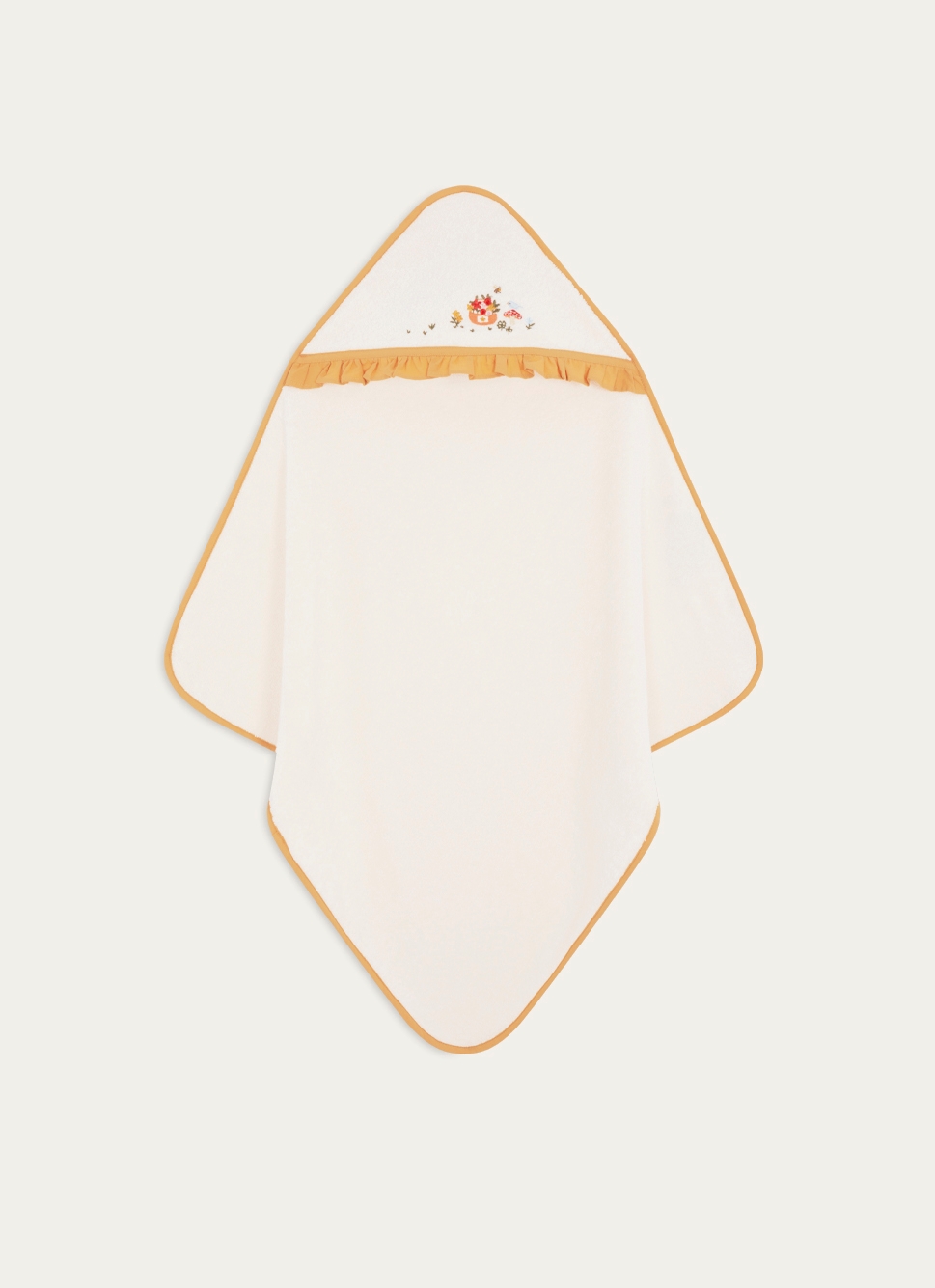 SET CAPE DE BAIN ET GANT DE TOILETTE EGLANTINE ÉCRU