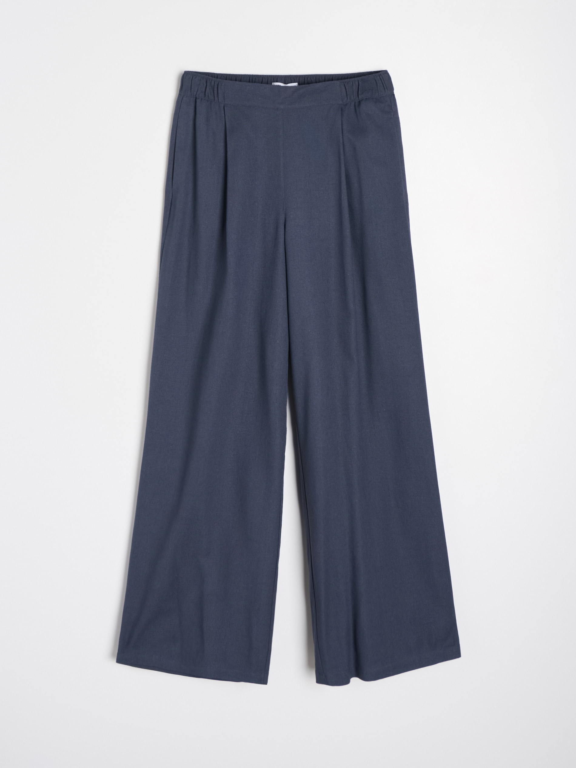 Spodnie wide leg z domieszką lnu