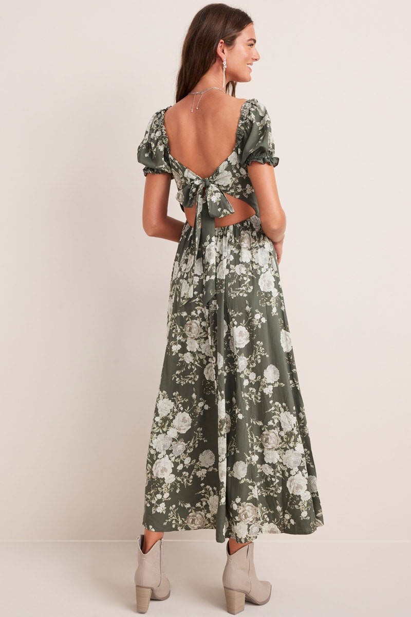 Lydia Bow Back Floral Maxi Dress