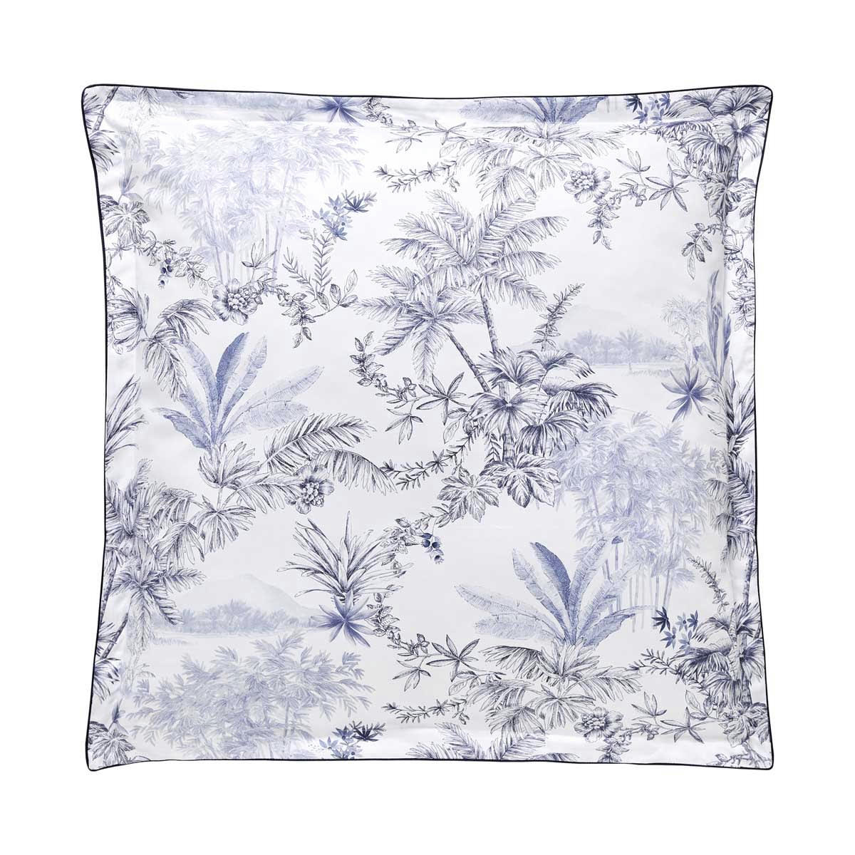 RIVAGES - Taie d'oreiller en satin de coton bio bleu 65x65