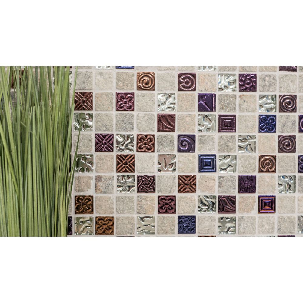 MOSAIKK SQUARE CRYSTAL/STONE MIX GREY XCM CR37