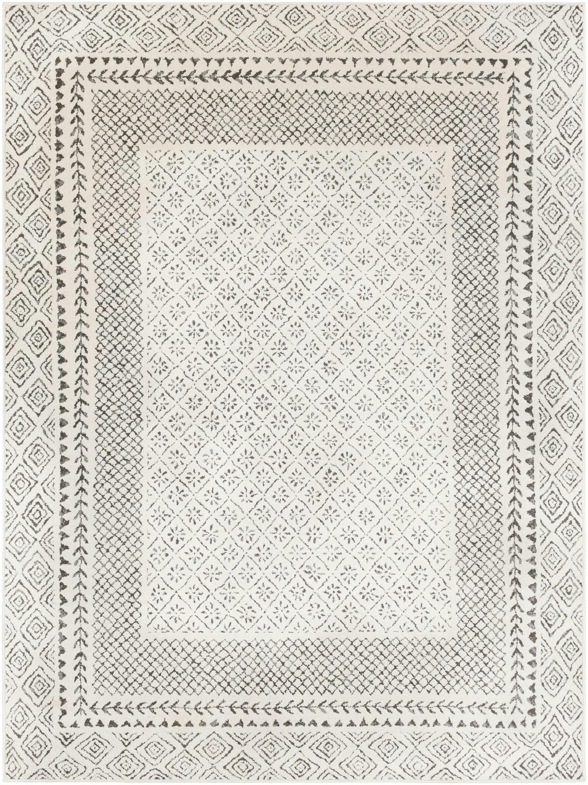 AMBRE - Tapis Scandinave Bohème Gris/Beige 200x275