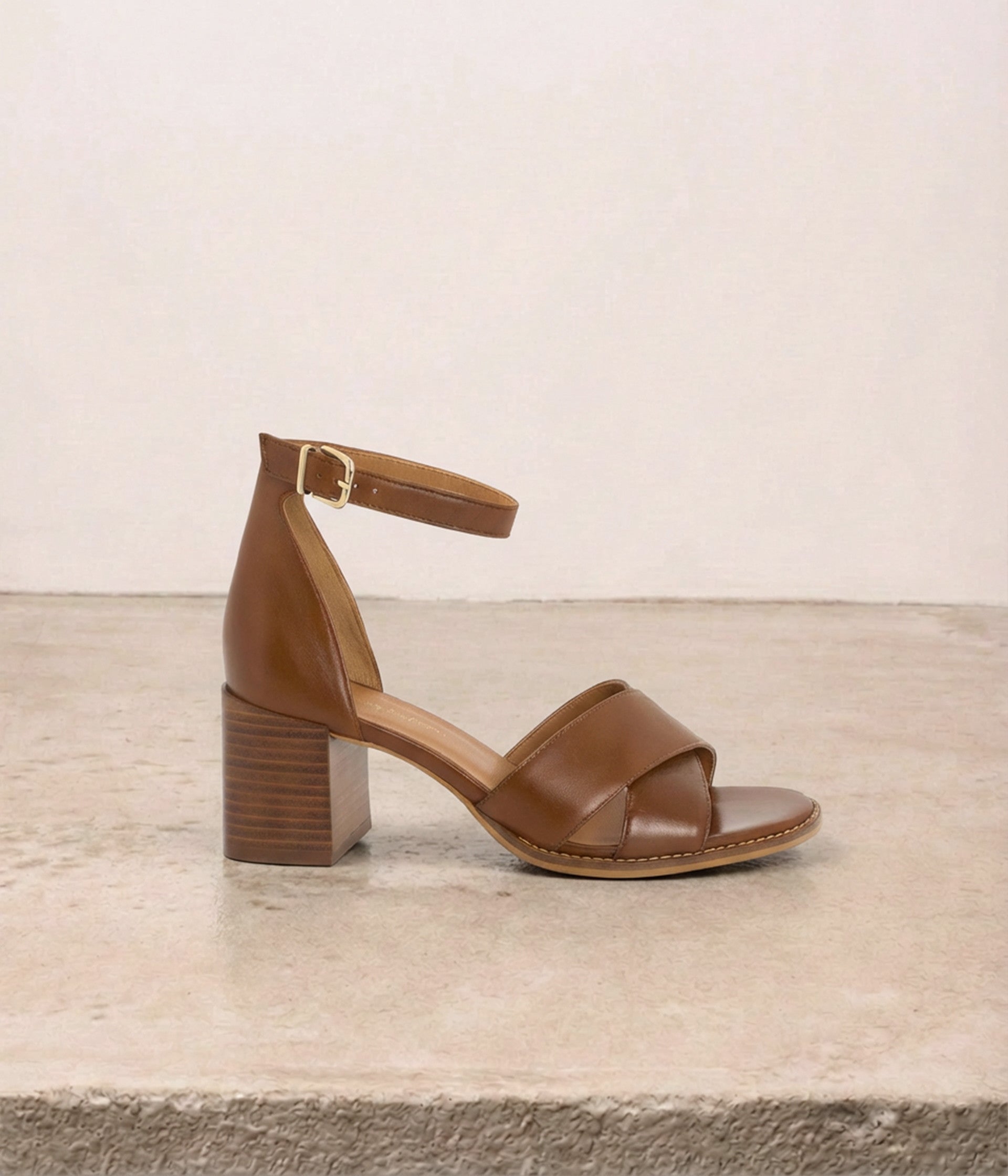 Sandales en cuir cognac Toscane