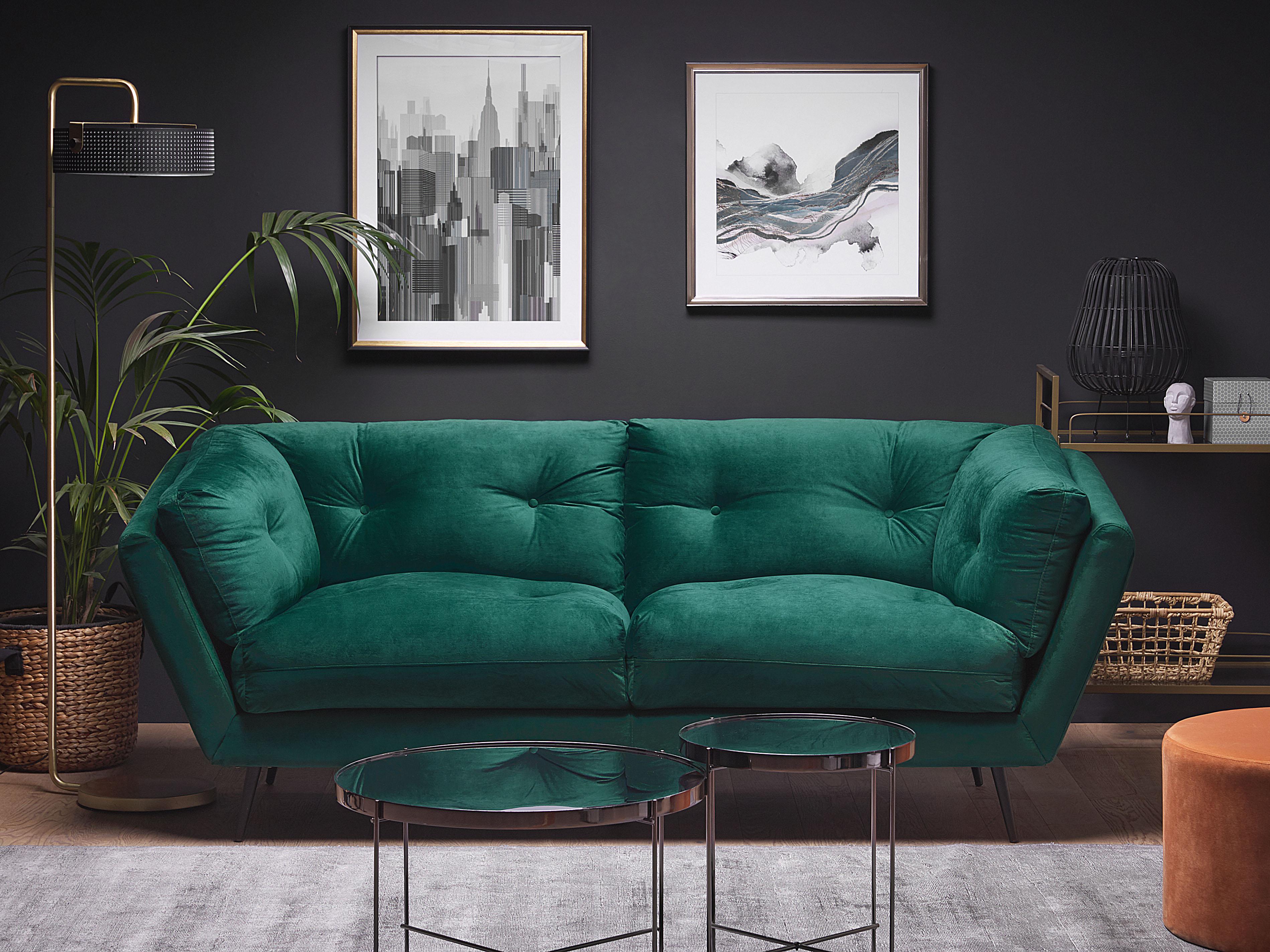 Sofa 3 Seater LENVIK Velvet Emerald Green