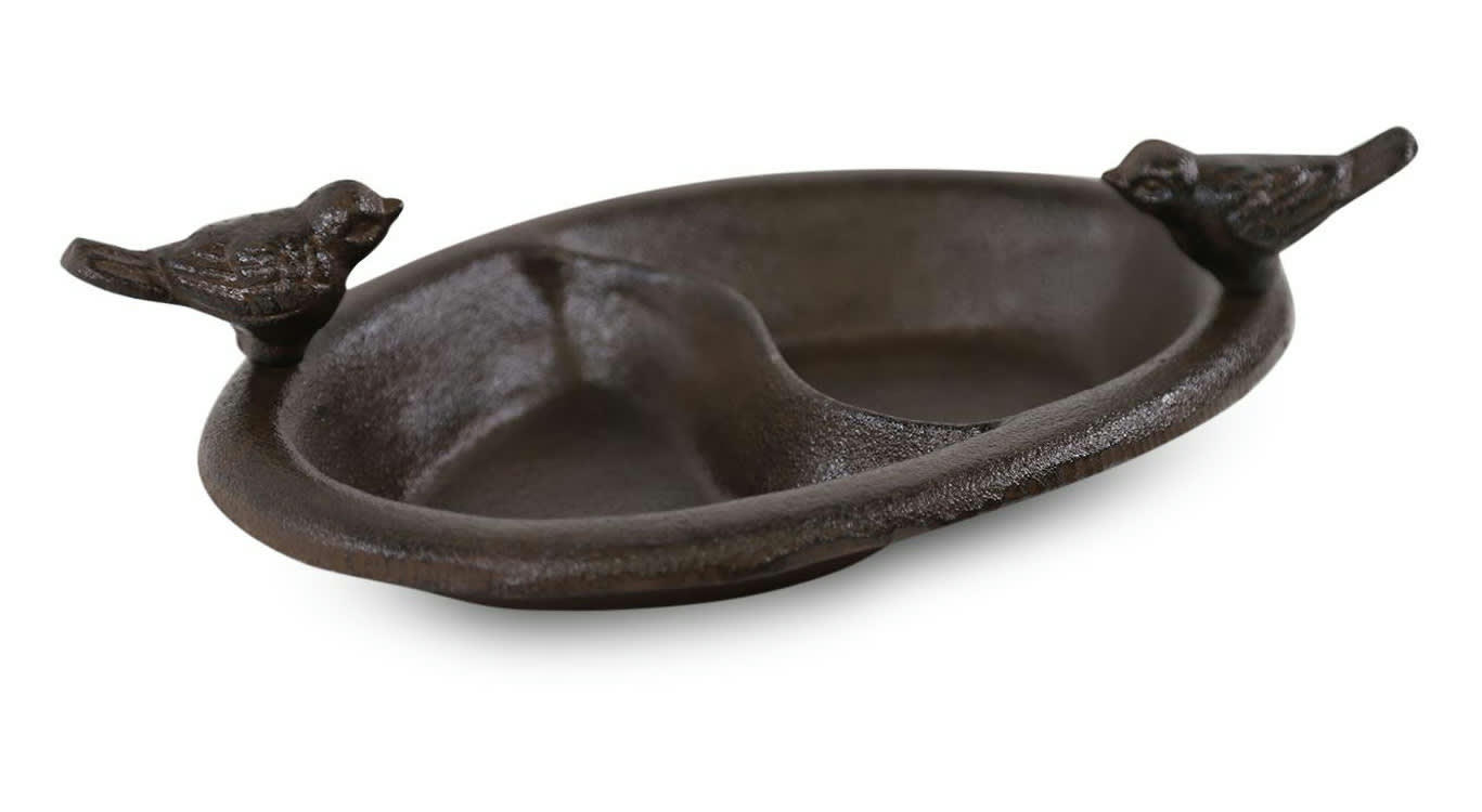 - Abreuvoir 2 Oiseaux Fonte Marron 25.5x17x7cm