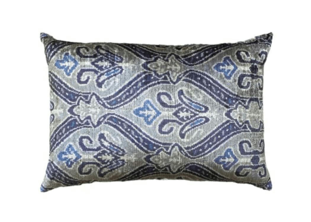 - Housse de coussin velours soie ikat   40x60 gris