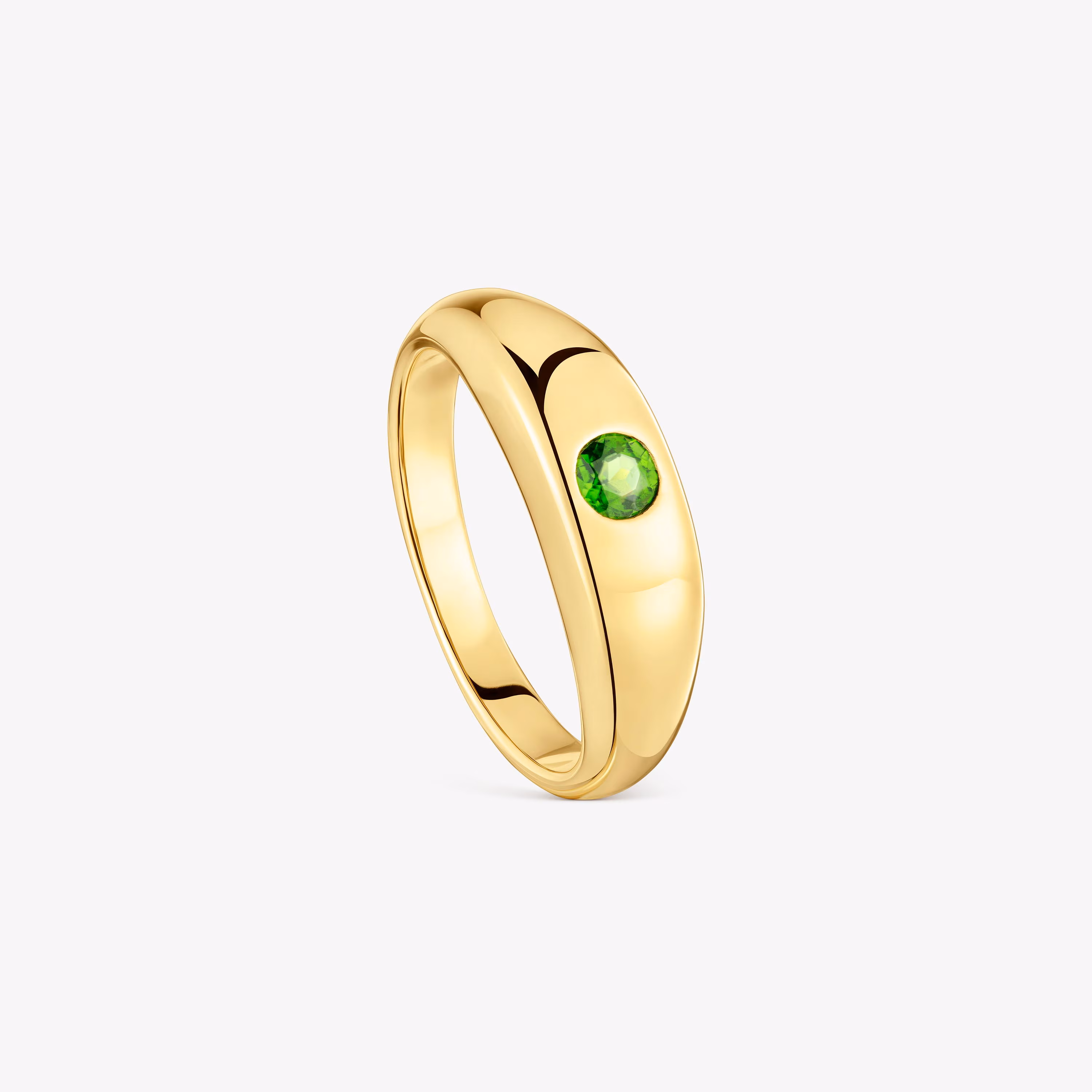 Anillo sello con baño de oro 18 kt sobre plata y cromo diópsido Basic Colors