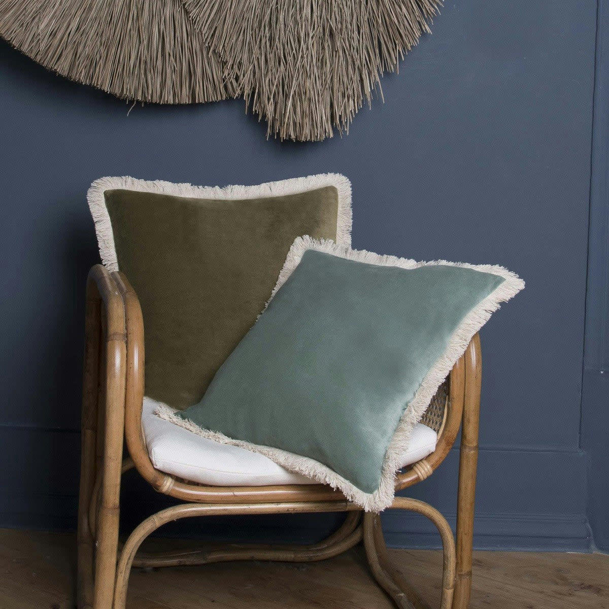 ANDREA - Coussin velours de coton  50x50 coriandre