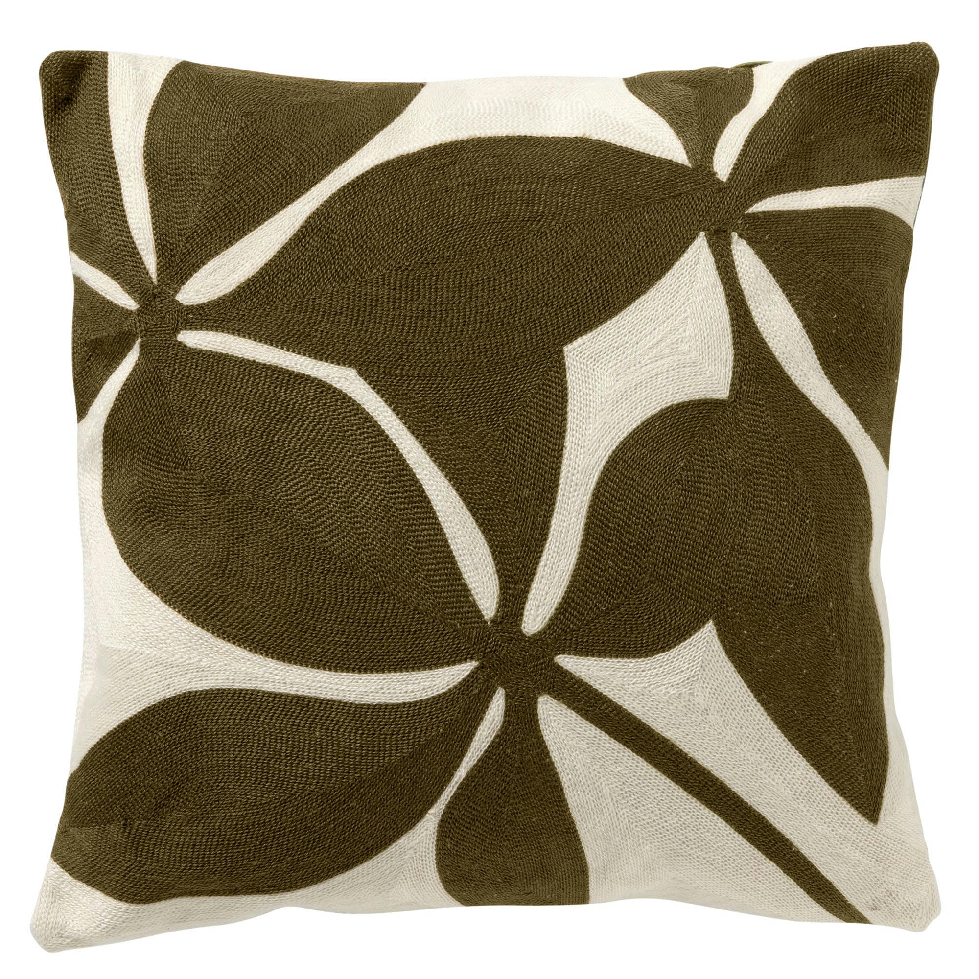 - Housse de coussin blanc en polyester-45x45 cm avec motif fleuri