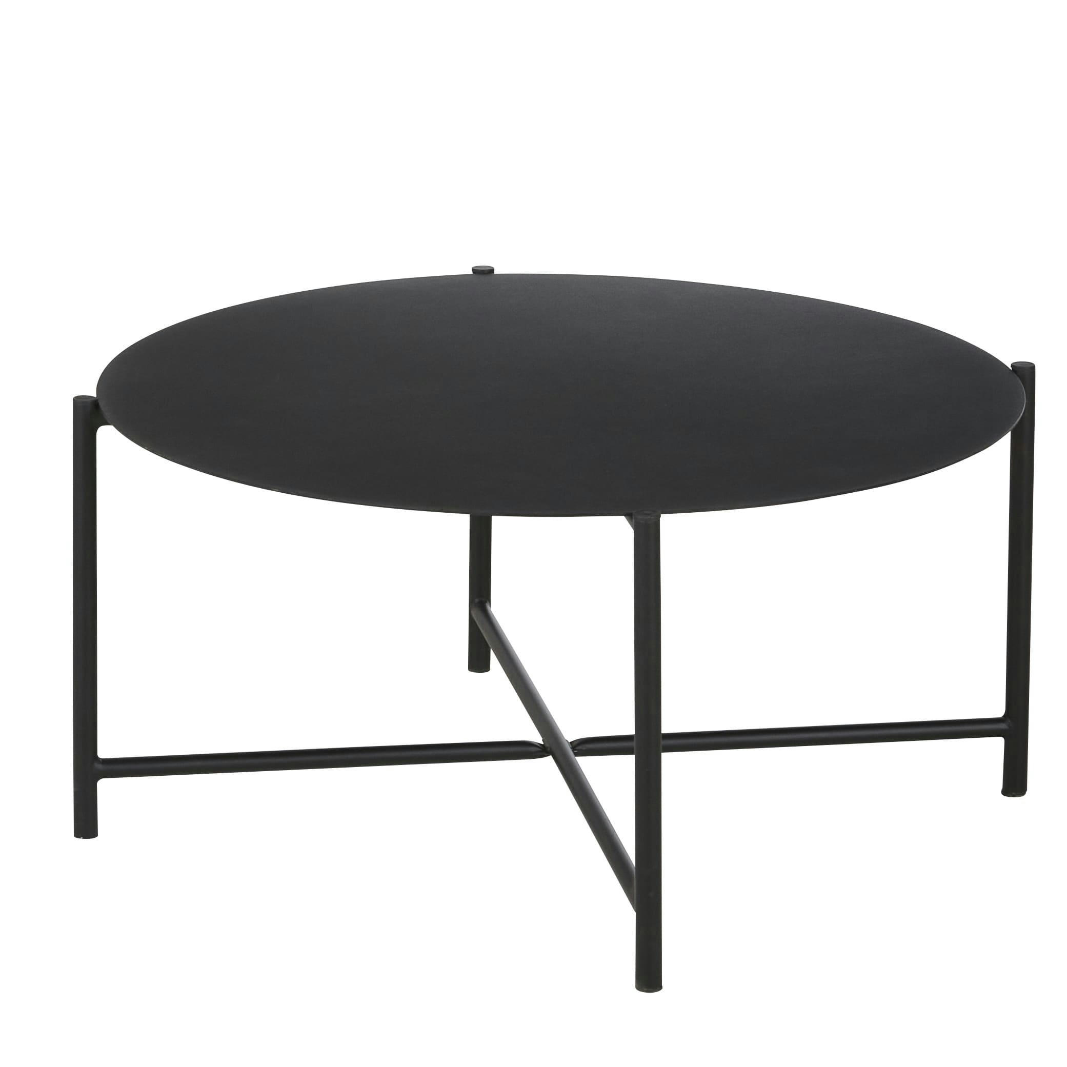 Calum - Table basse de jardin ronde en acier noir D74
