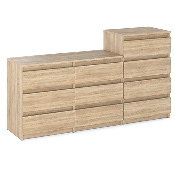 Grande commode avec10 tiroirs Chêne Sonoma 160 cm - meuble TV, buffet, armoire pour salon