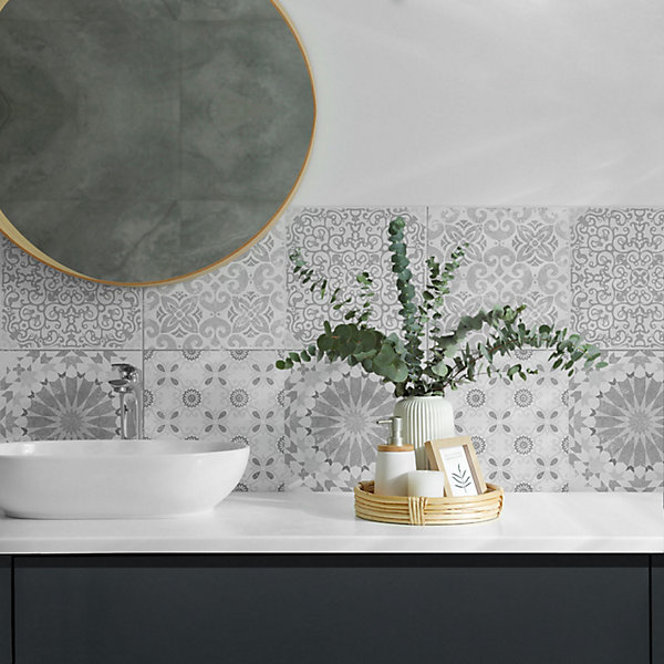Panneau Décoratif Wallfluent 50x50 cm Motifs Géométriques Et Floraux 4 pièces