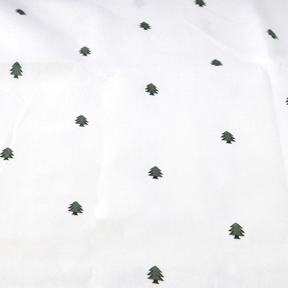 Nappe en faux lin imprimé sapin de No&euml;l L300X140 cm blanc et vert