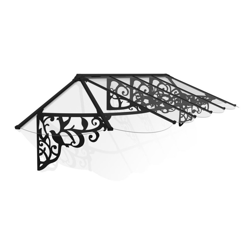 Marquise de porte Lily noire 370 x 88 cm CANOPIA