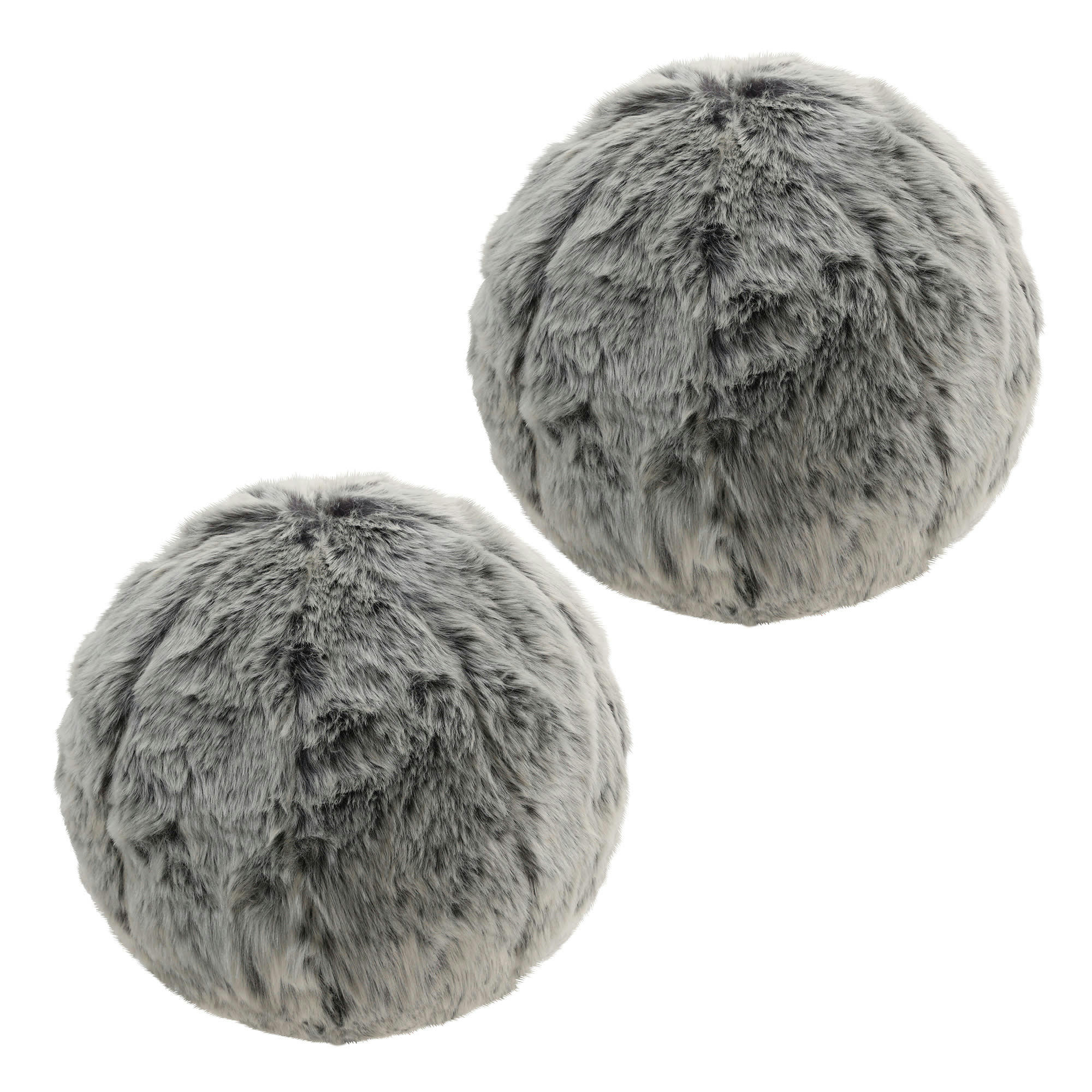 - Lot de 2 coussins ronds en fausse fourrure gris loup