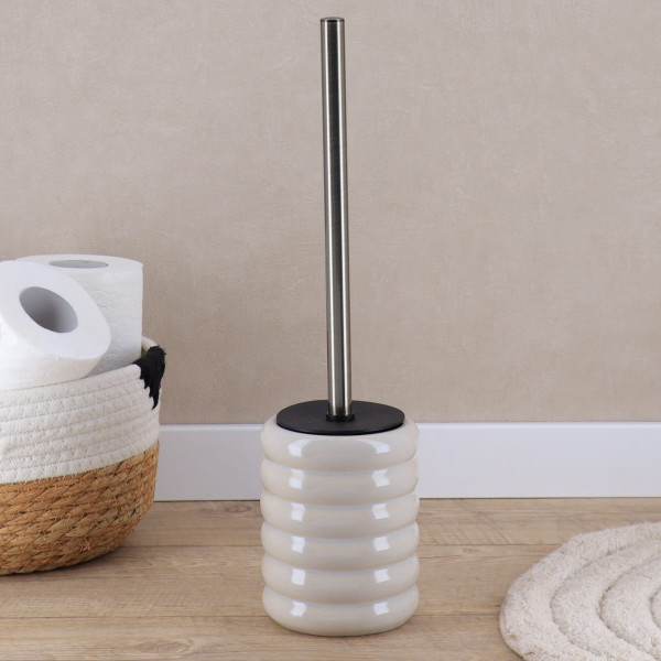 Szczotka toaletowa Olive ceramiczna beżowa retro