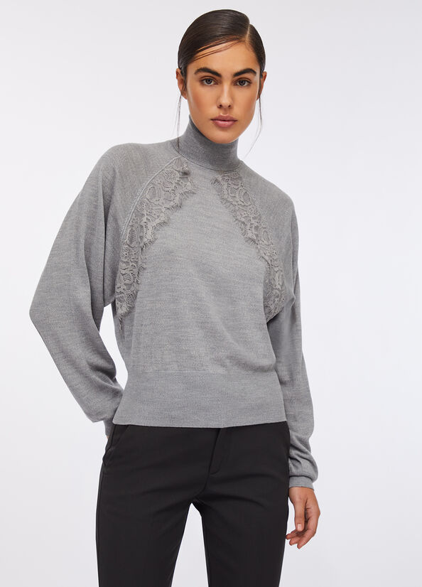 Dolcevita in lana con pizzo