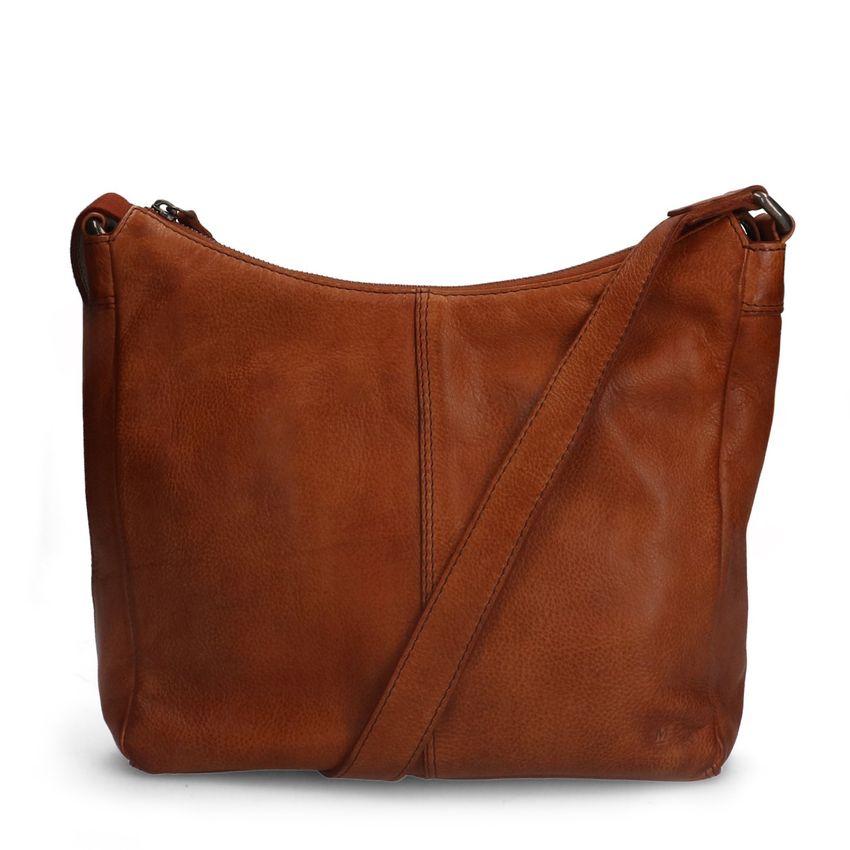 Manfield Cognac leren schoudertas