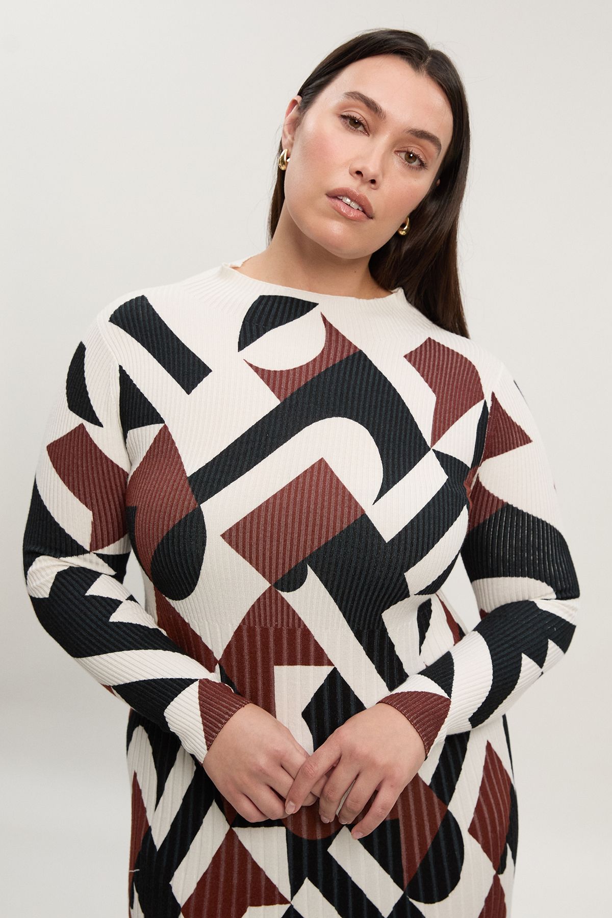 KarenMillen Plus Size Geo Jacquard Knit Maxi Dress