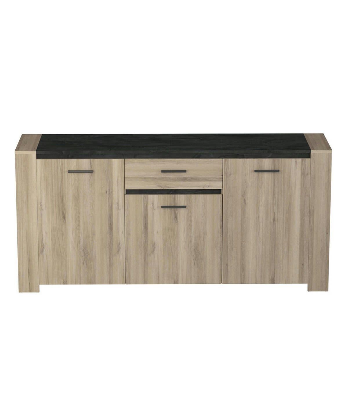 SHIEFFIELD - Buffet Bas 3 Portes et 1 Tiroir L189,4 cm - Décor Chêne et Ardoise