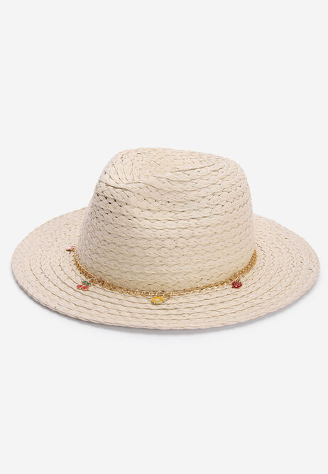 Womens Neutral Charm Fedora Hat