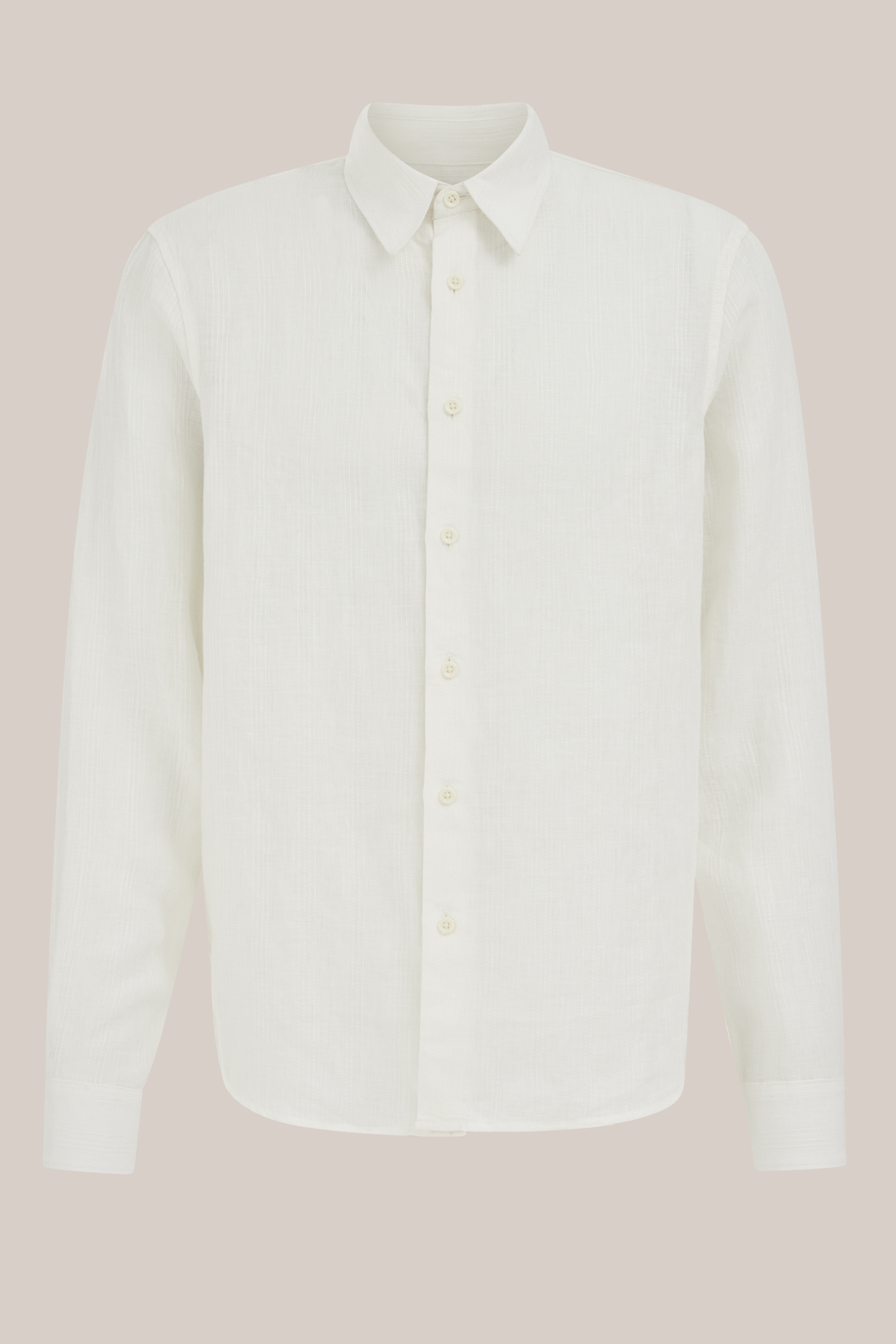 Heren regular fit overhemd van linnen met structuur