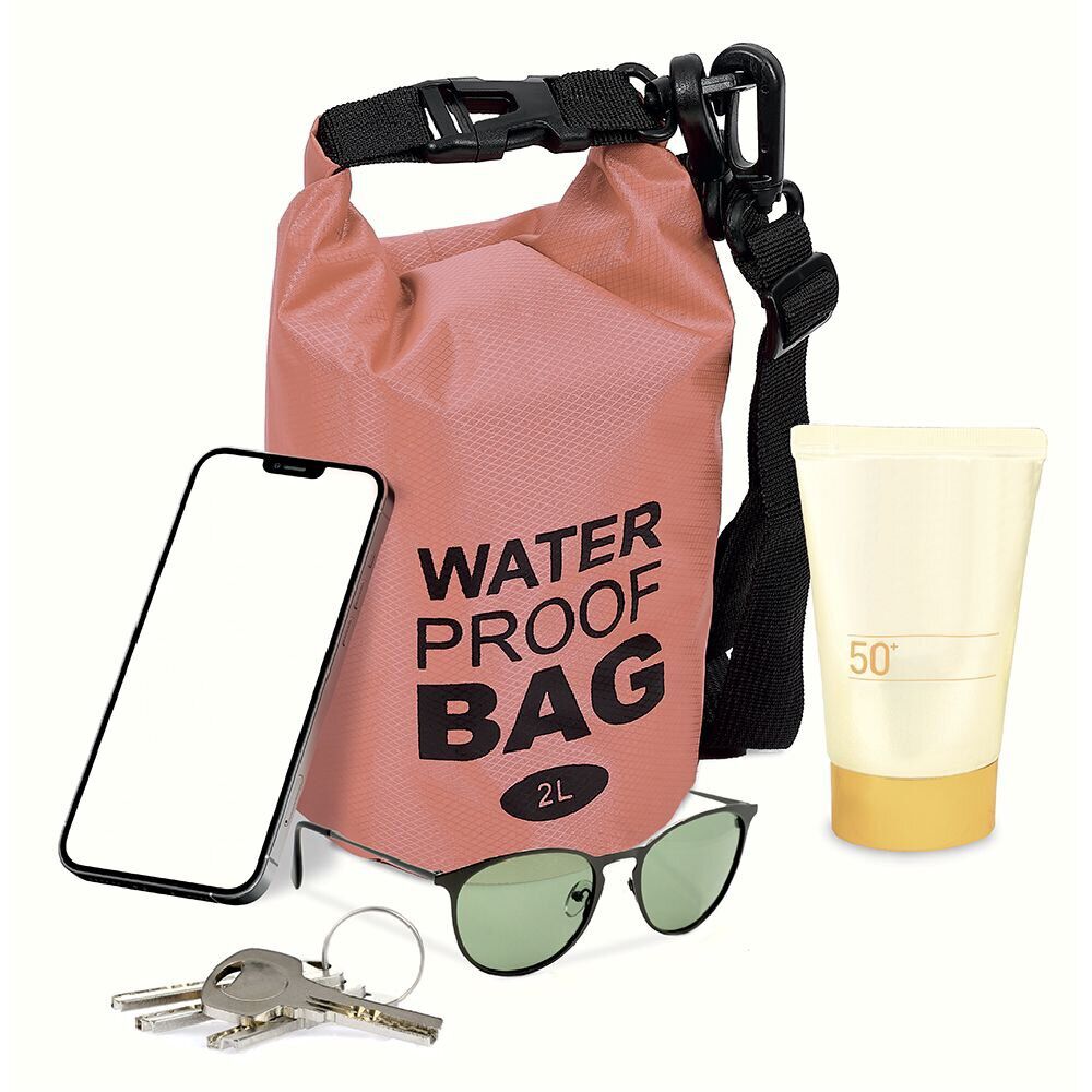 Sac de plage étanche 10L polyester rouge et noir