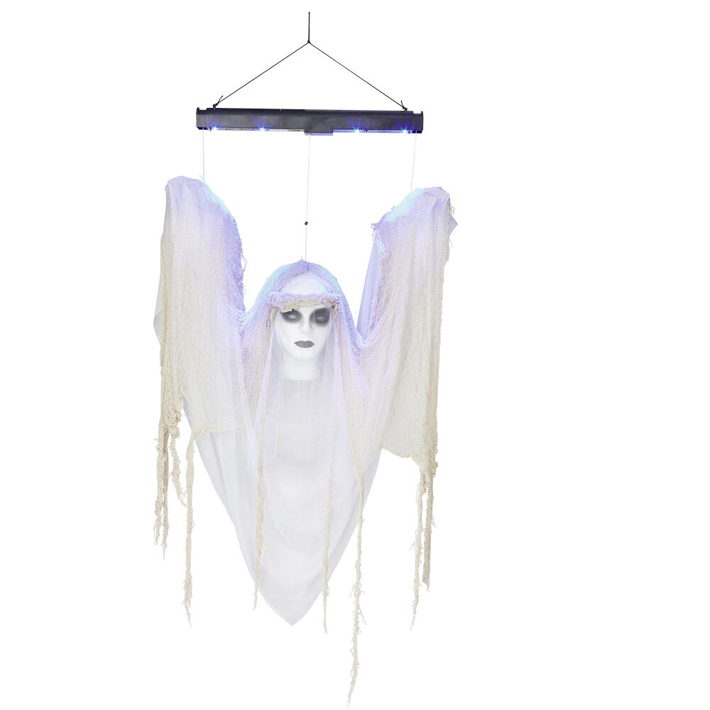 Dame blanche animée lumière et son décoration Halloween