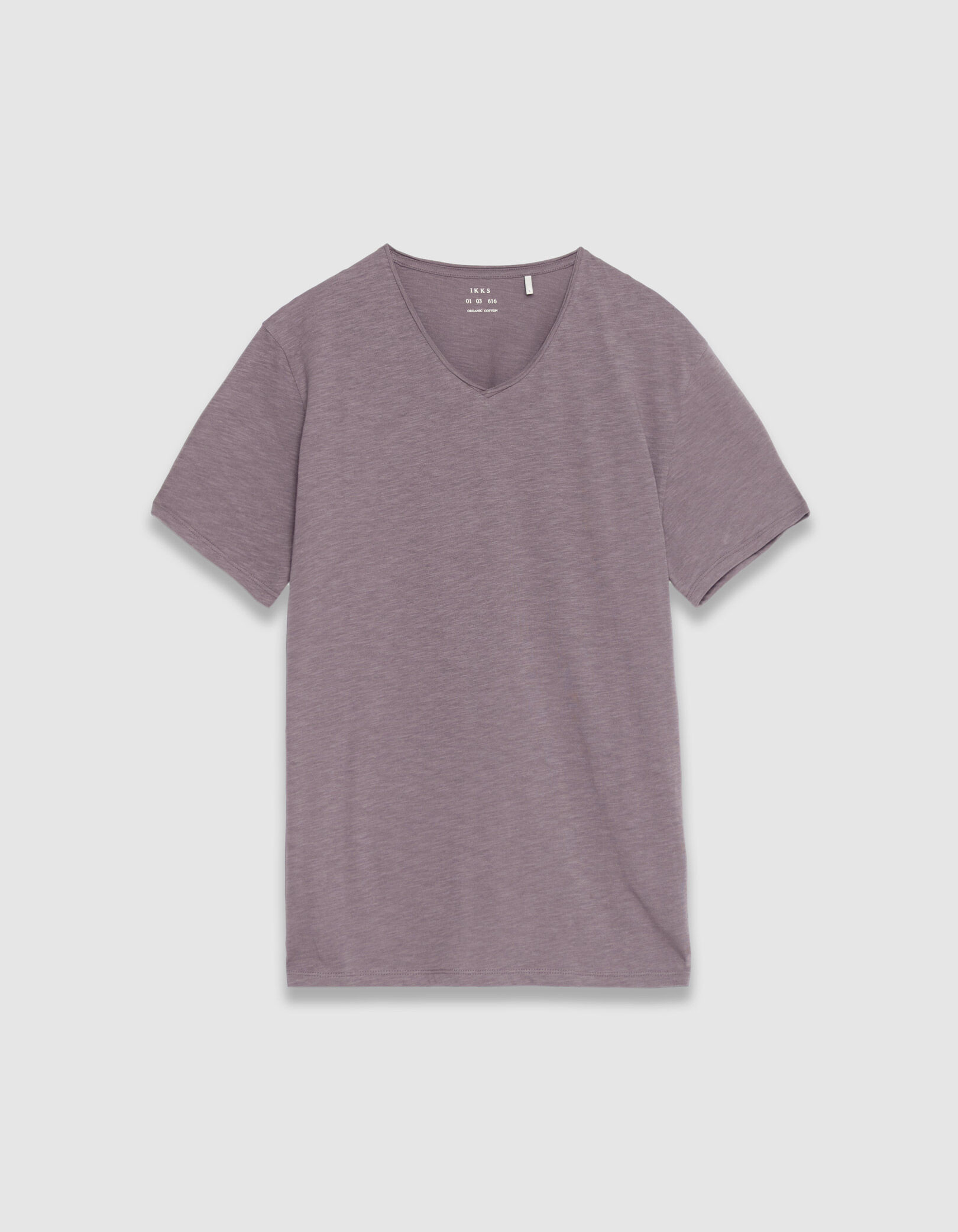 T-shirt encolure V parme coton bio flammé Homme