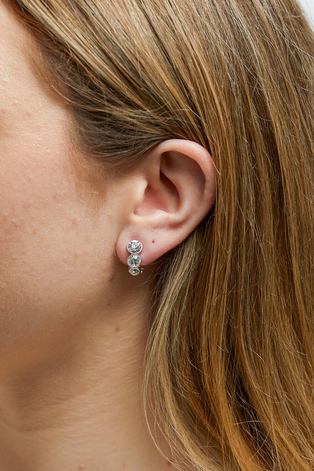 Jon Richard Silver Plated Graduated Crystal Round Clip Earrings